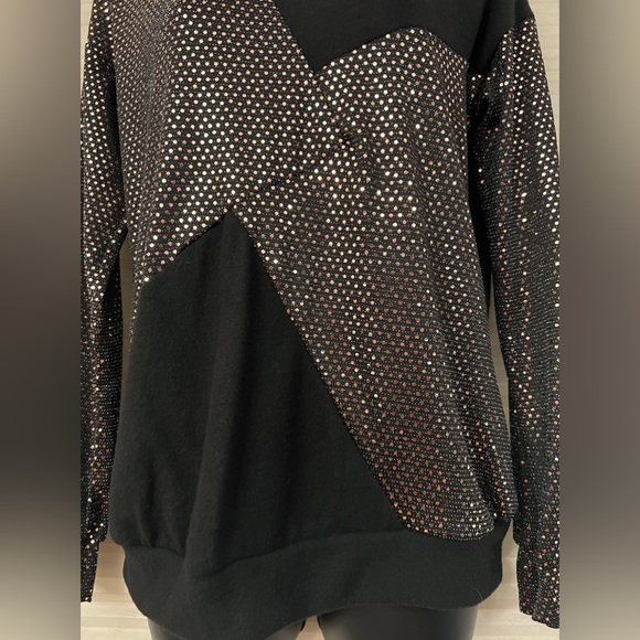 BLACK SWEATER WITH SPANGLE SHIMMER SEQUINS SIZE SMALL by TWENTY SECOND - Picture 3 of 11
